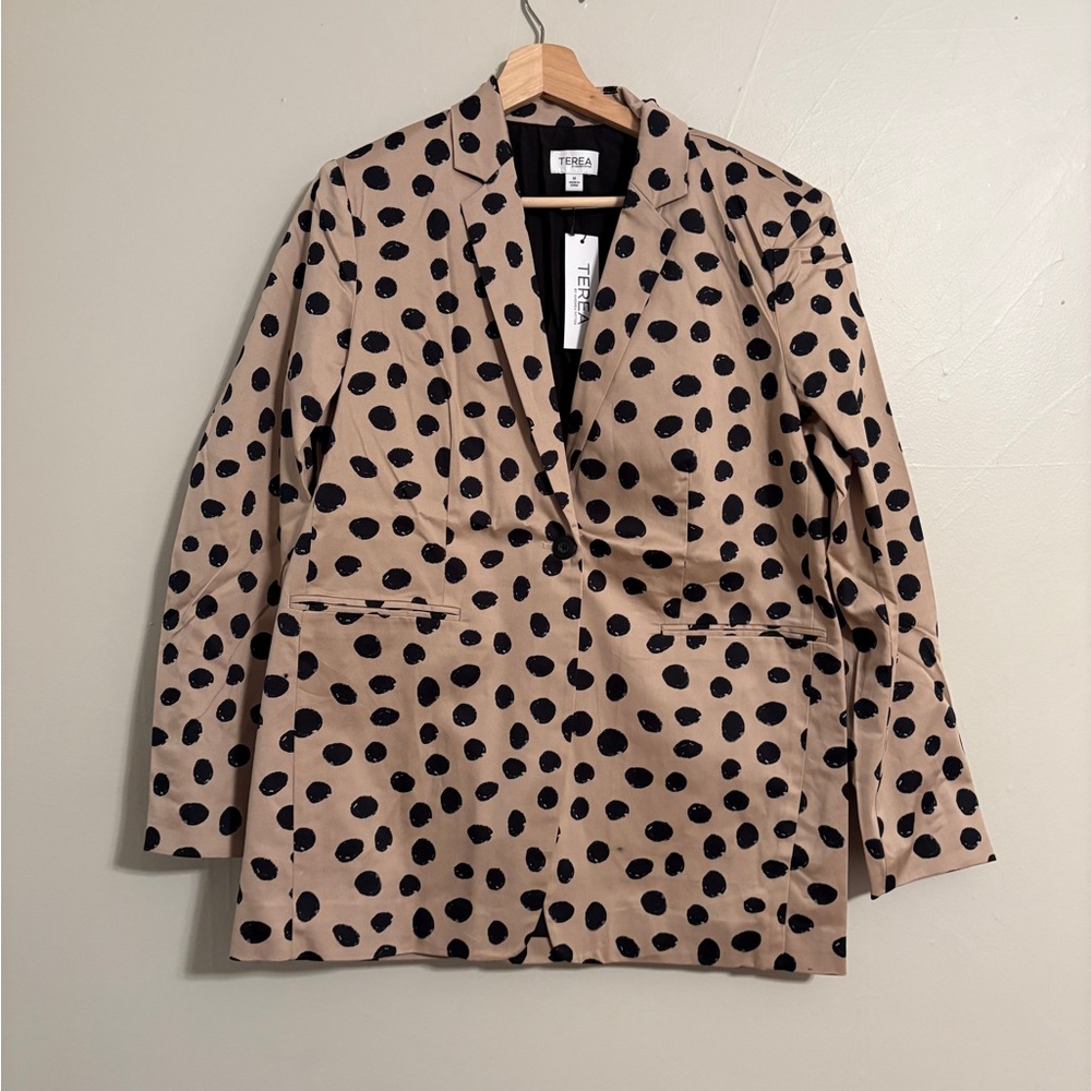 Zara Tan and Black Polka Dot Blazer